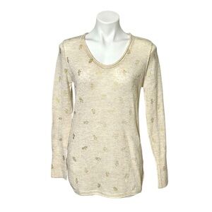 Tommy Bahama Wool Blend Pullover Sweater Size Medium Cream/Gold
